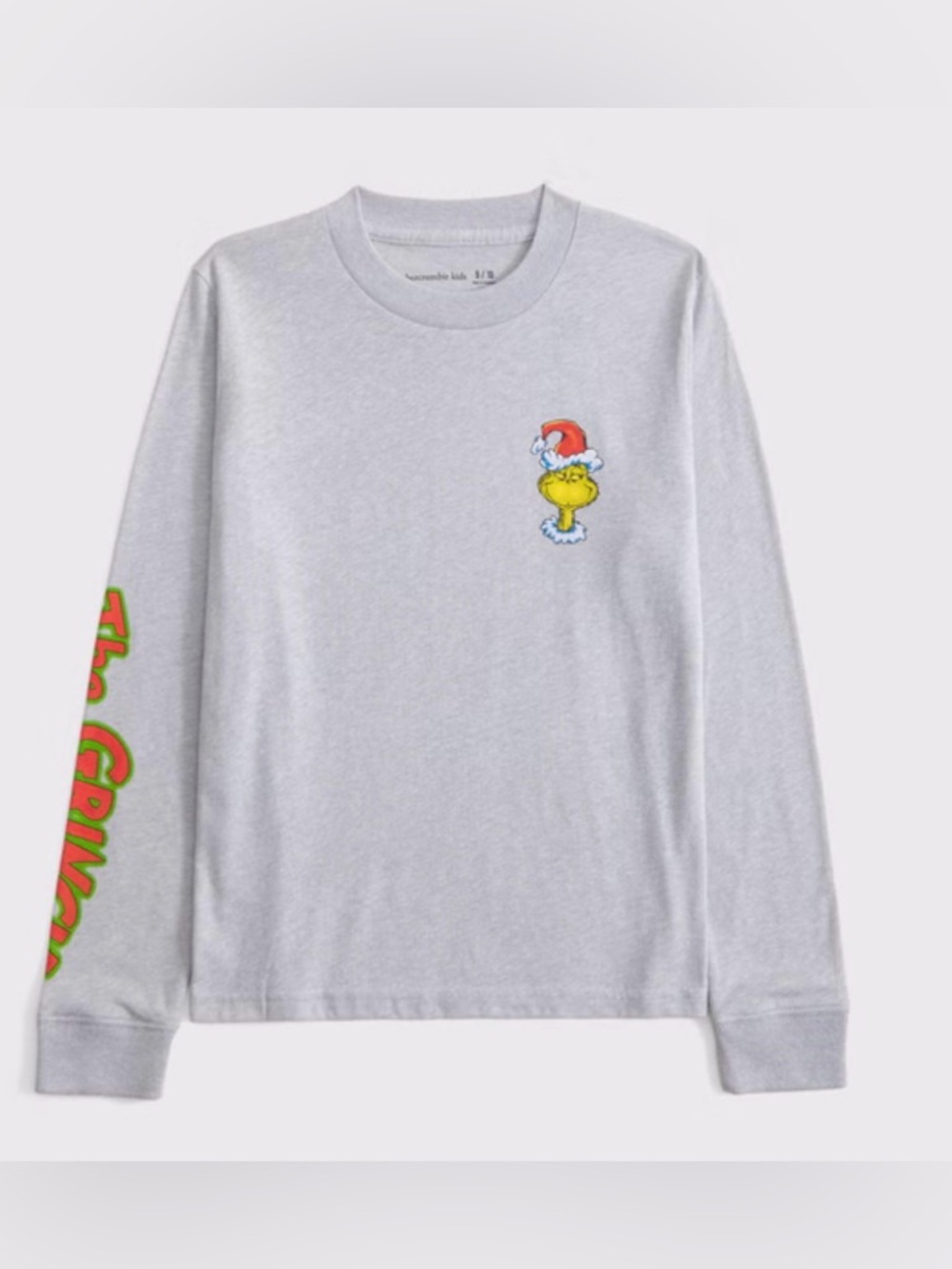 Abercrombie Kids Gray Long Sleeve Tee with Festive Embroidery